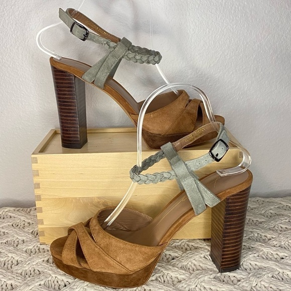 LOLA CRUZ Grey & Tan Suede Ankle Strap Heels - Picture 6 of 16